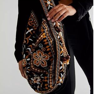 Free People Vic Velvet Slouchy Bag in Moody Midnight